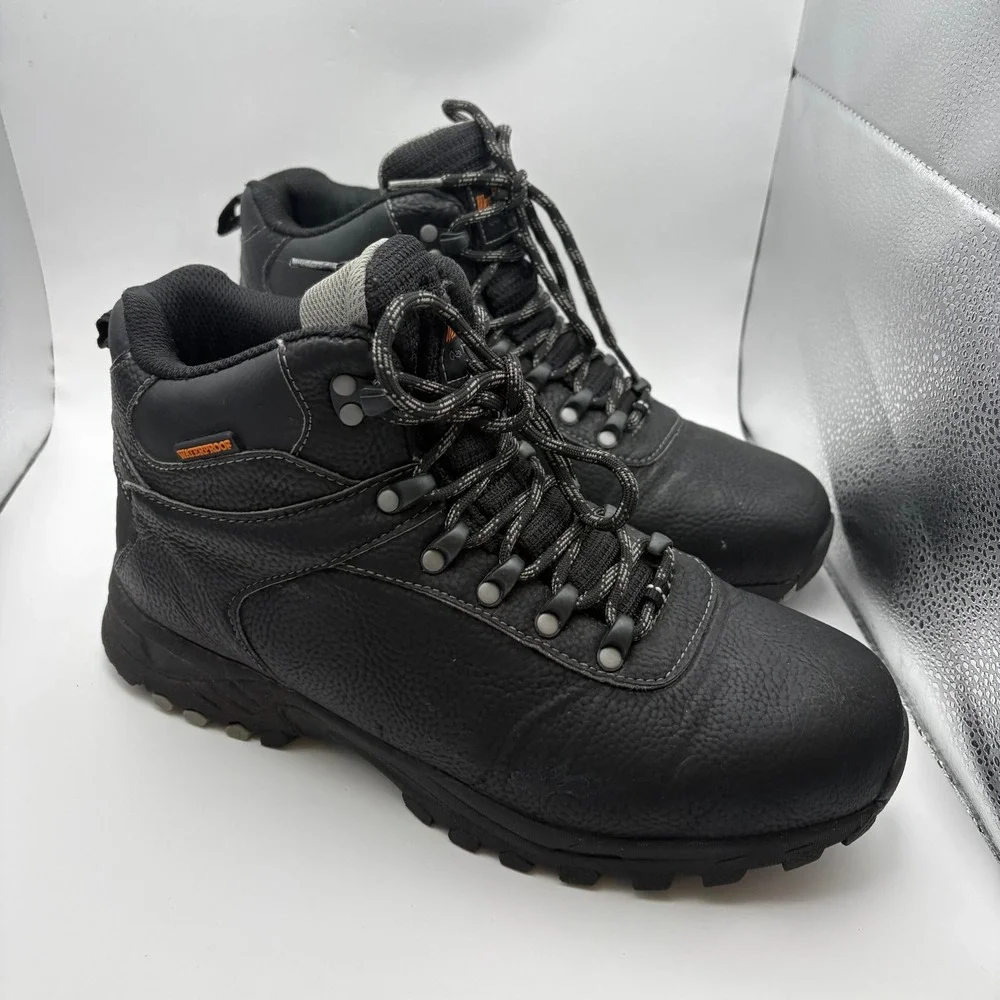 Weatherproof Vintage Mens 10 Hiking Boots Black Jason Waterproof Faux Leather